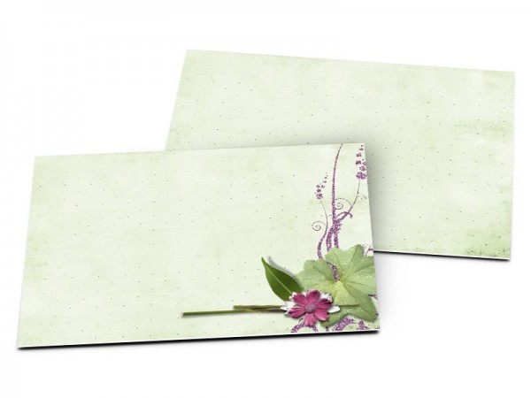 Carton d'invitation mariage - Cadre violet sur fond vert