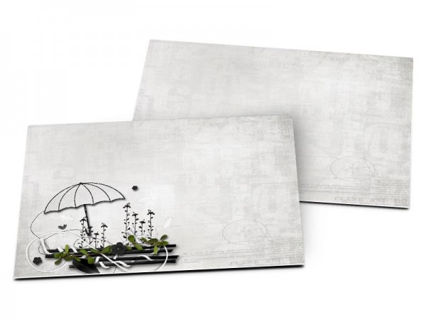 Carton d'invitation mariage - Ombrelle et ruban gris