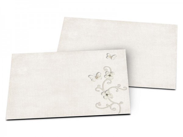 Carton d'invitation mariage - Papillons blancs et branches fleuries