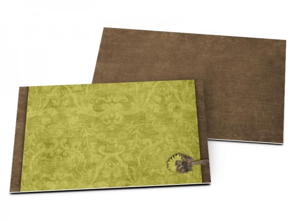 Carton d'invitation mariage - Étoile vert et chocolat