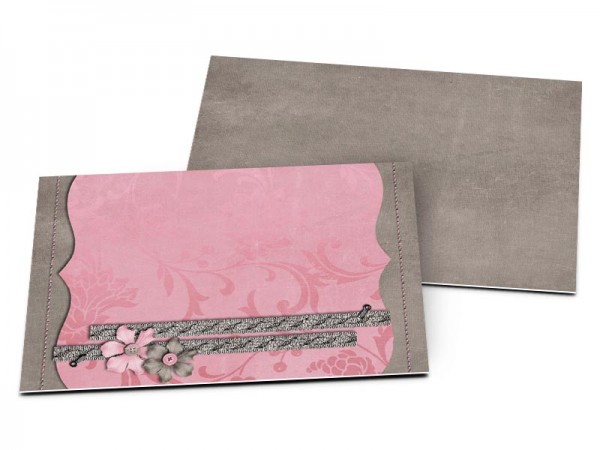 Carton d'invitation mariage - Rose et gris