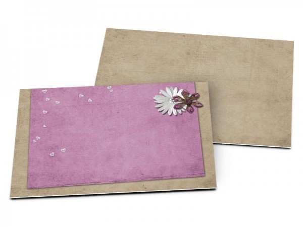 Carton d'invitation mariage - Marguerites et nuée de coeurs