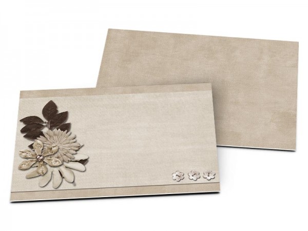 Carton d'invitation mariage - Ruban et trio floral