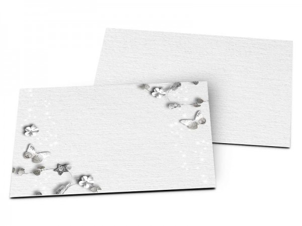 Carton d'invitation mariage - Lianes grises et papillons