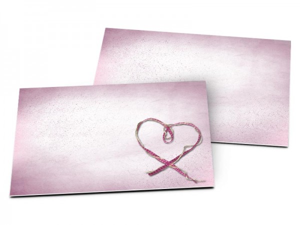 Carton d'invitation mariage - Fil + ruban = coeur