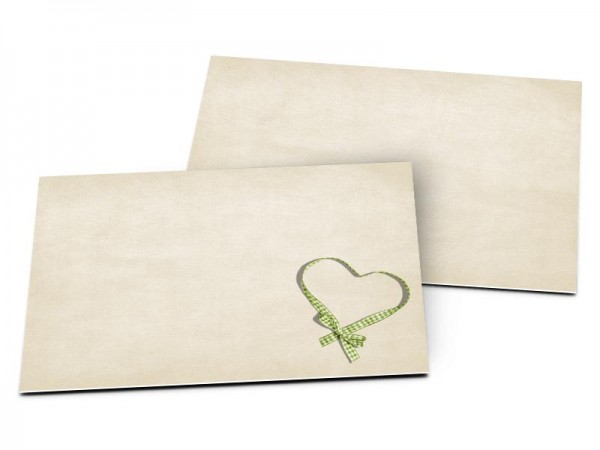 Carton d'invitation mariage - Coeur vichy vert