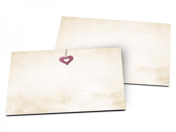 Carton d'invitation mariage - Coeur en pendentif rose