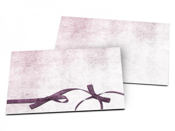 Carton d'invitation mariage - Ruban violet fantaisie