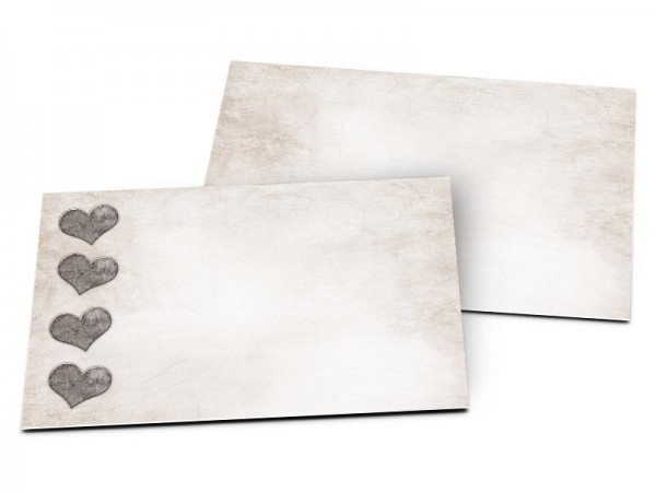 Carton d'invitation mariage - Quatre coeurs gris