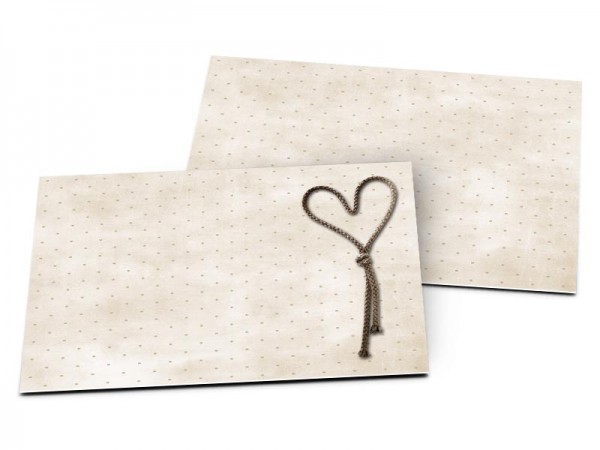 Carton d'invitation mariage - Coeur posé sur fond à pois