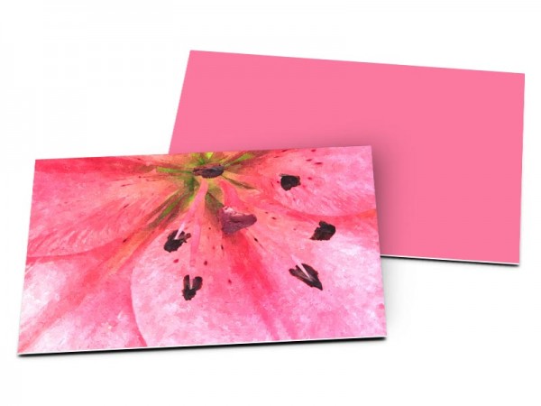 Carton d'invitation mariage - Pistils sur fond rose