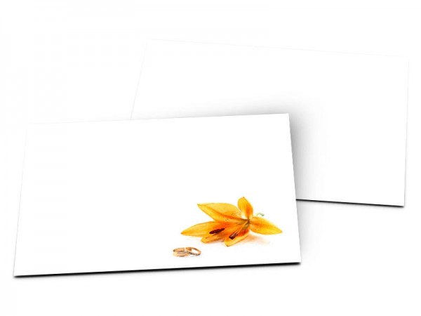 Carton d'invitation mariage - Alliances et lys orange