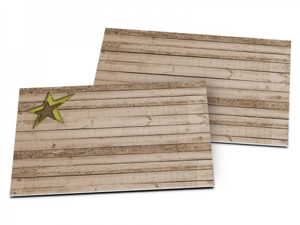 Carton d'invitation mariage - Étoiles bicolores sur fond en bois
