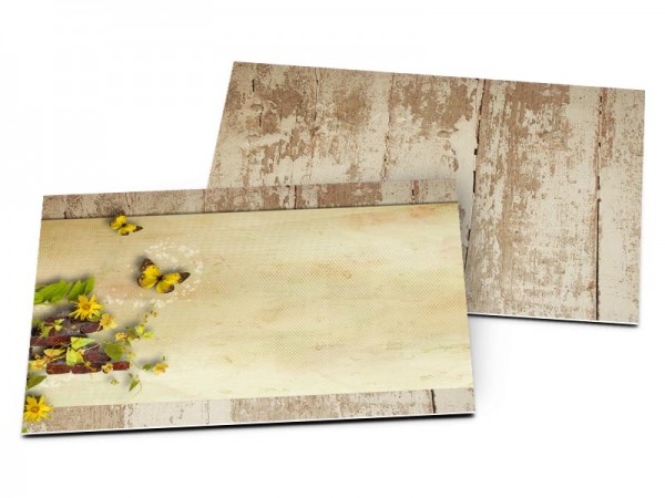 Carton d'invitation mariage - Champêtre – papillons jaunes