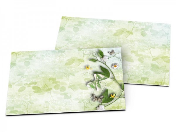 Carton d'invitation mariage - Champêtre – marguerites et rubans verts