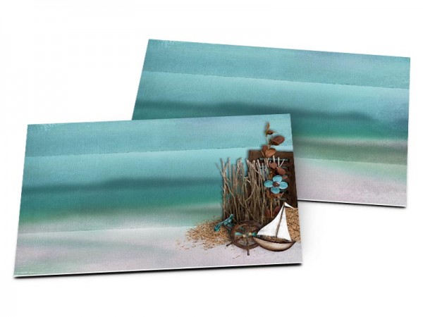 Carton d'invitation mariage - La mer – petit voilier sur fond turquoise