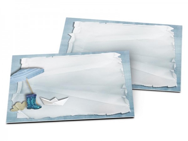 Carton d'invitation mariage - La mer – parasol et bateau en papier