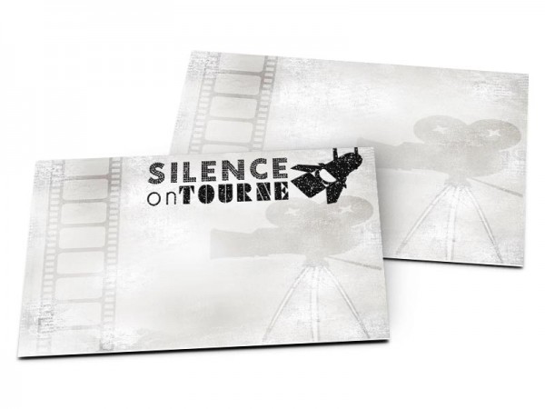 Carton d'invitation mariage - Le cinéma – silence on tourne