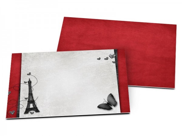 Carton d'invitation mariage - Paris – feuillages et tour Eiffel