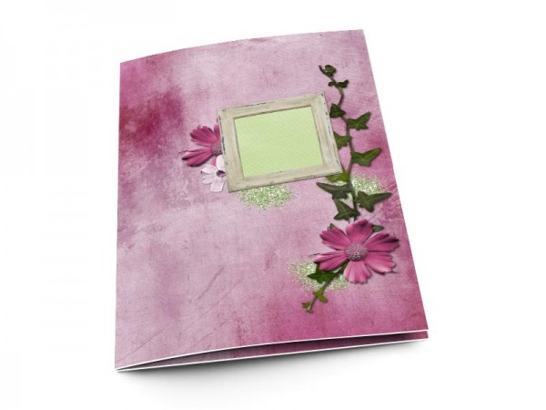 Menu mariage - Lierre et fleurs violettes