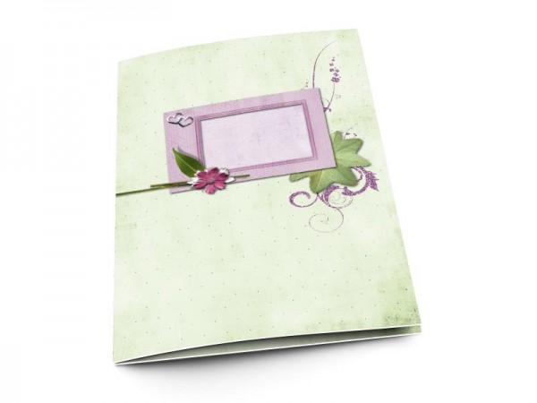 Menu mariage - Cadre violet sur fond vert