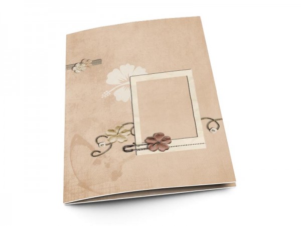 Menu mariage - Fleur blanche en filigrane
