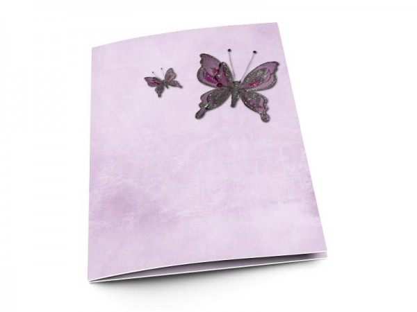 Menu mariage - Deux papillons violets