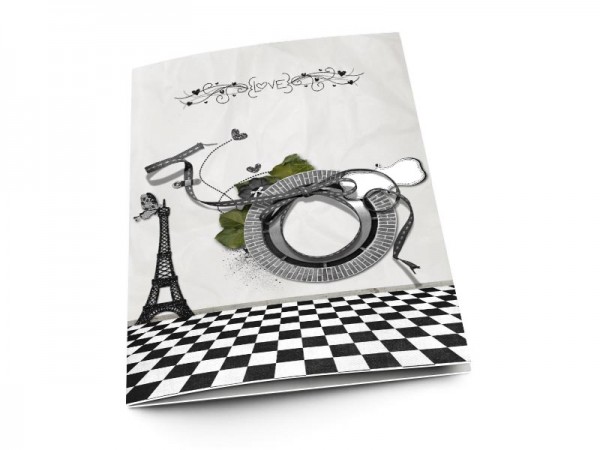 Menu mariage - Paris – damier et tour Eiffel