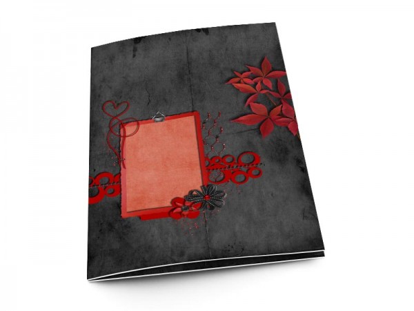 Menu mariage - Rouge et noir – feuilles rouges sur fond noir