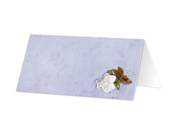 Marque-place communion - Fleur blanche sur fond violet