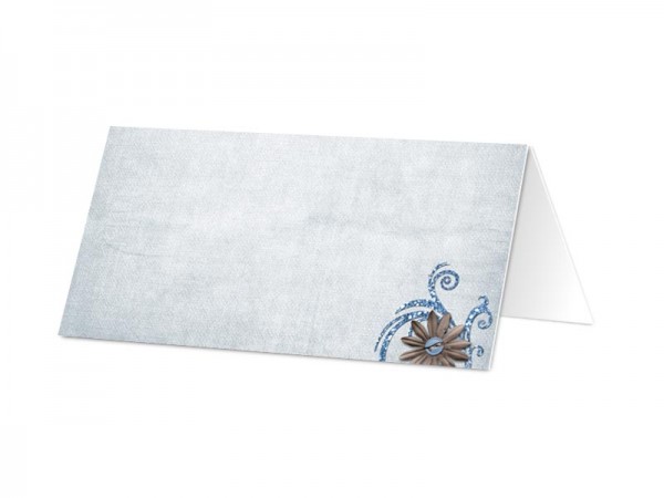 Marque-place communion - Crucifix blanc sur fond bleu