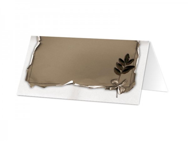 Marque-place communion - Dentelle sur fond gris taupe