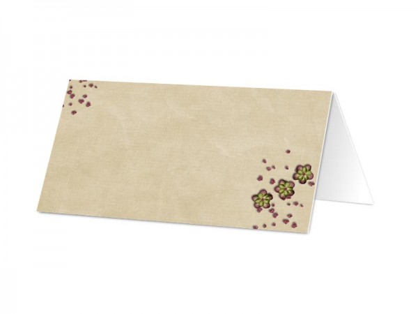 Marque-place communion - Tricolore - pourpre, vert et beige