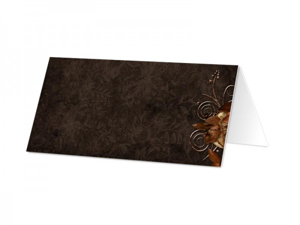 Marque-place communion - Cadre ivoire sur tapis de feuilles d'automne