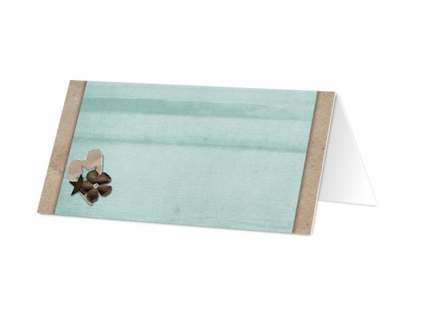 Marque-place communion - Cadre suspendu sur fond beige et bleu