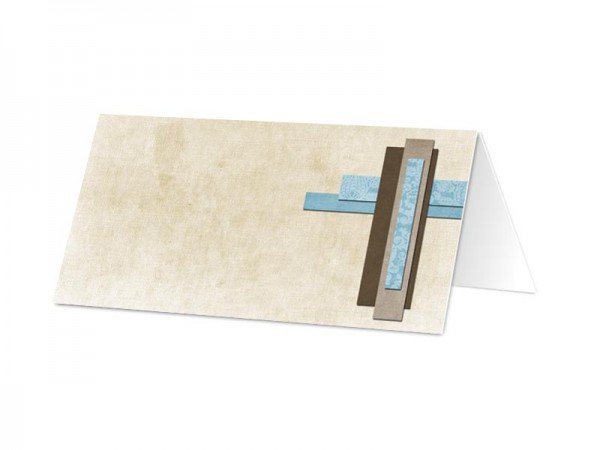 Marque-place communion - Croix bleue et marron