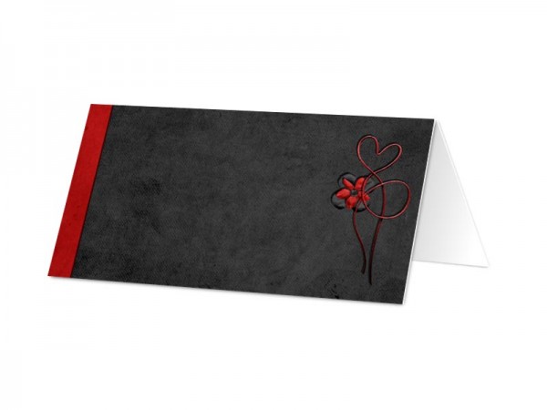 Marque-place mariage - Fond rouge et cadre noir