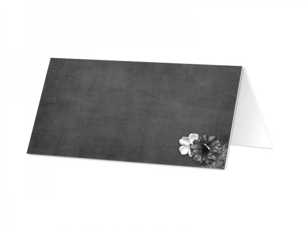 Marque-place mariage - Fleur noire, fleur blanche