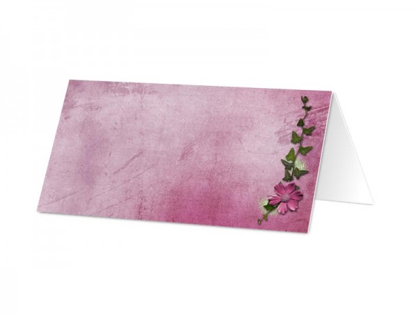 Marque-place mariage - Lierre et fleurs violettes