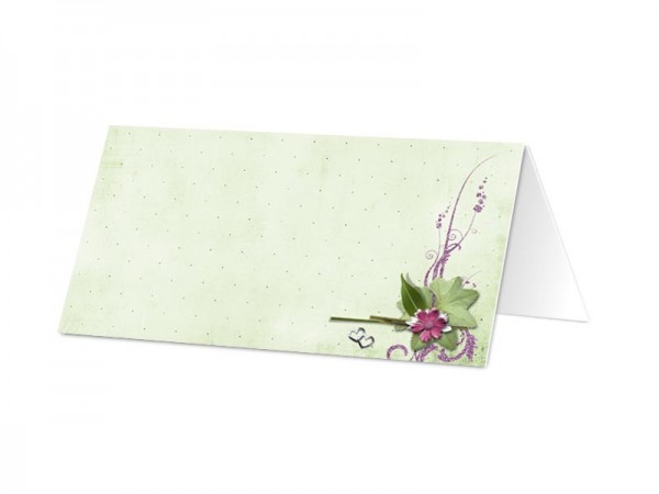 Marque-place mariage - Cadre violet sur fond vert