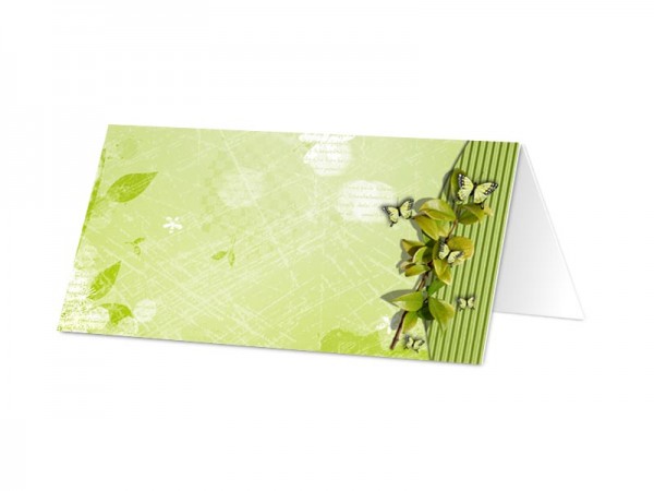 Marque-place mariage - Coeur vert et cadre blanc