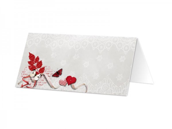 Marque-place mariage - Dentelle de coeurs