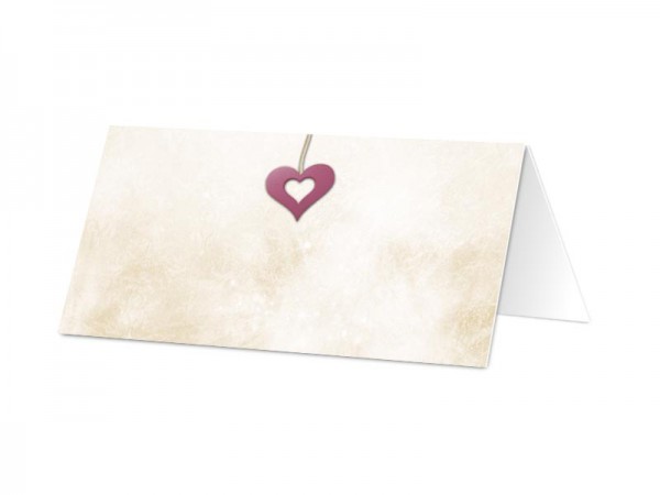 Marque-place mariage - Coeur en pendentif rose