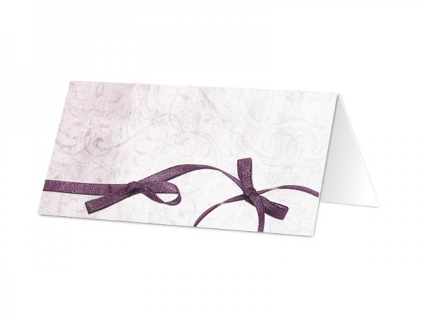 Marque-place mariage - Ruban violet fantaisie