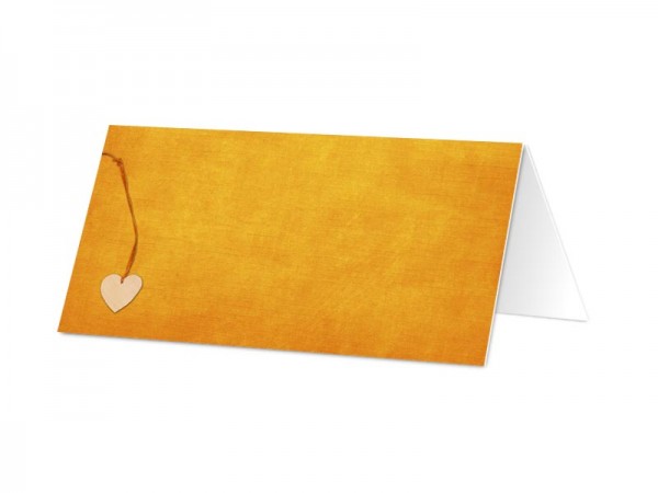 Marque-place mariage - Pendentif sur fond jaune-orangé