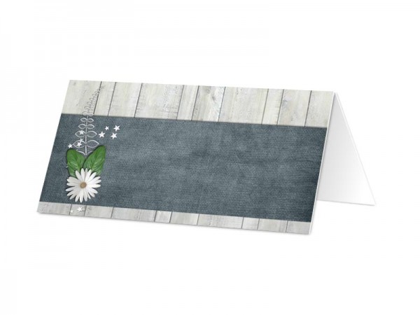 Marque-place mariage - Bois gris et marguerites