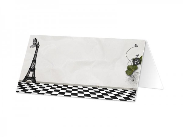 Marque-place mariage - Paris – damier et tour Eiffel