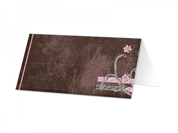 Marque-place mariage - Rose et chocolat – fleurs roses et ornements