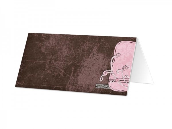 Marque-place mariage - Rose et chocolat – ornements et fines coutures