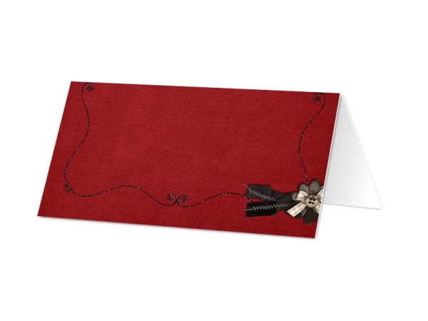 Marque-place mariage - Rouge et noir – cadre noir et marguerite